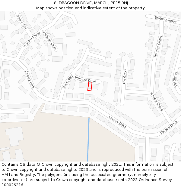 8, DRAGOON DRIVE, MARCH, PE15 9NJ: Location map and indicative extent of plot