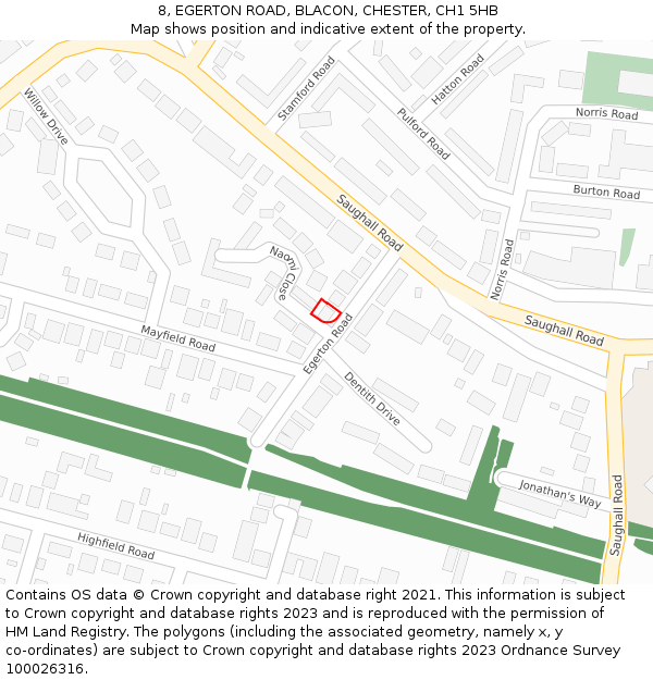 8, EGERTON ROAD, BLACON, CHESTER, CH1 5HB: Location map and indicative extent of plot