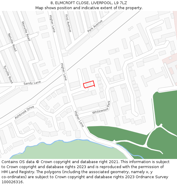 8, ELMCROFT CLOSE, LIVERPOOL, L9 7LZ: Location map and indicative extent of plot