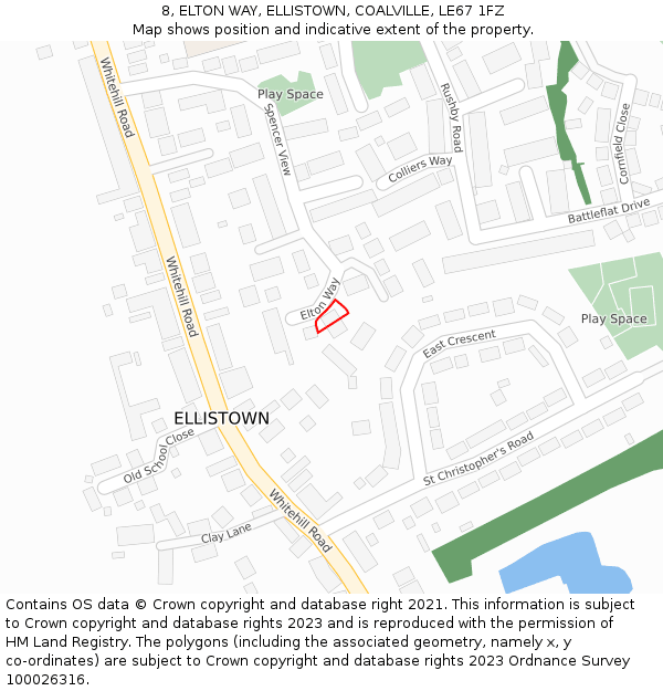 8, ELTON WAY, ELLISTOWN, COALVILLE, LE67 1FZ: Location map and indicative extent of plot