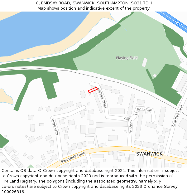 8, EMBSAY ROAD, SWANWICK, SOUTHAMPTON, SO31 7DH: Location map and indicative extent of plot