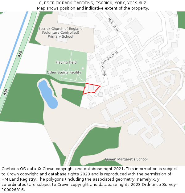 8, ESCRICK PARK GARDENS, ESCRICK, YORK, YO19 6LZ: Location map and indicative extent of plot