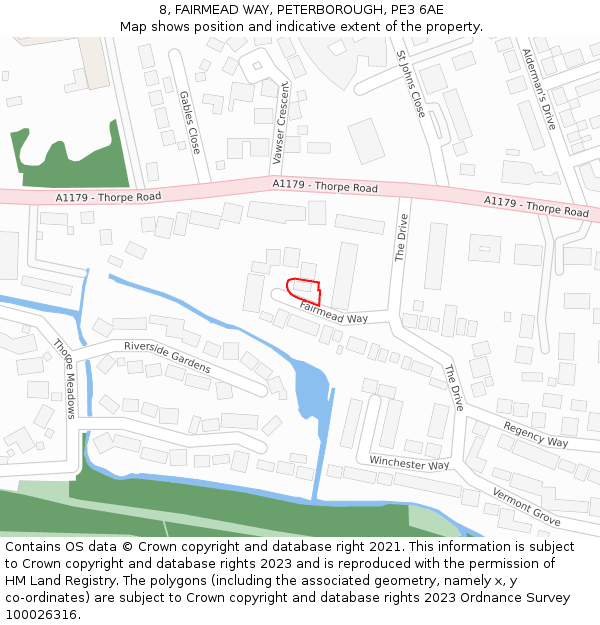 8, FAIRMEAD WAY, PETERBOROUGH, PE3 6AE: Location map and indicative extent of plot