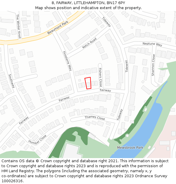 8, FAIRWAY, LITTLEHAMPTON, BN17 6PY: Location map and indicative extent of plot