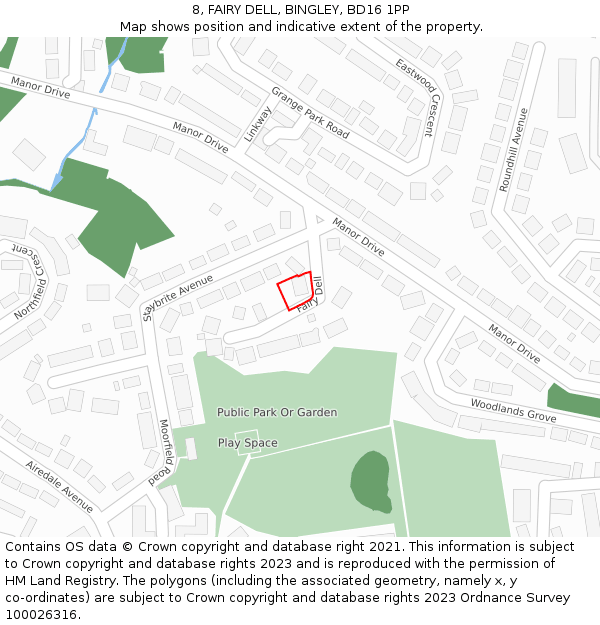 8, FAIRY DELL, BINGLEY, BD16 1PP: Location map and indicative extent of plot