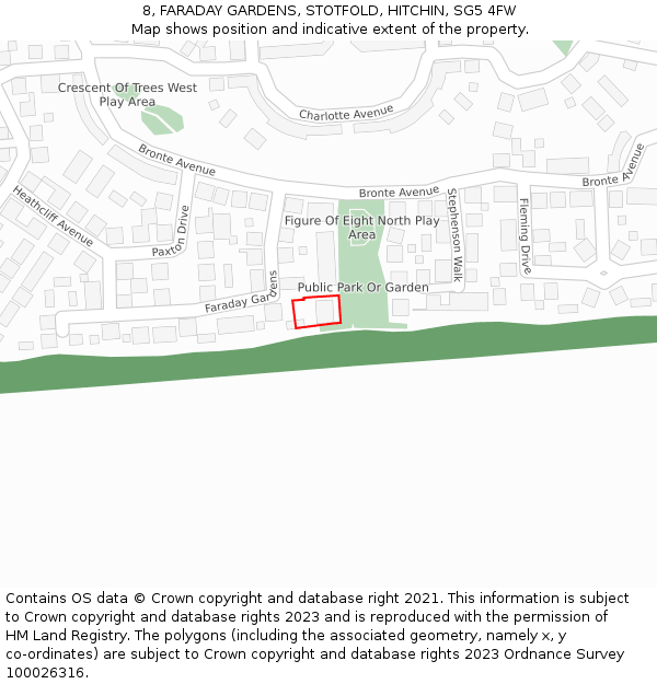 8, FARADAY GARDENS, STOTFOLD, HITCHIN, SG5 4FW: Location map and indicative extent of plot