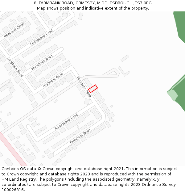 8, FARMBANK ROAD, ORMESBY, MIDDLESBROUGH, TS7 9EG: Location map and indicative extent of plot
