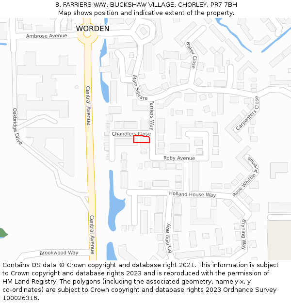 8, FARRIERS WAY, BUCKSHAW VILLAGE, CHORLEY, PR7 7BH: Location map and indicative extent of plot