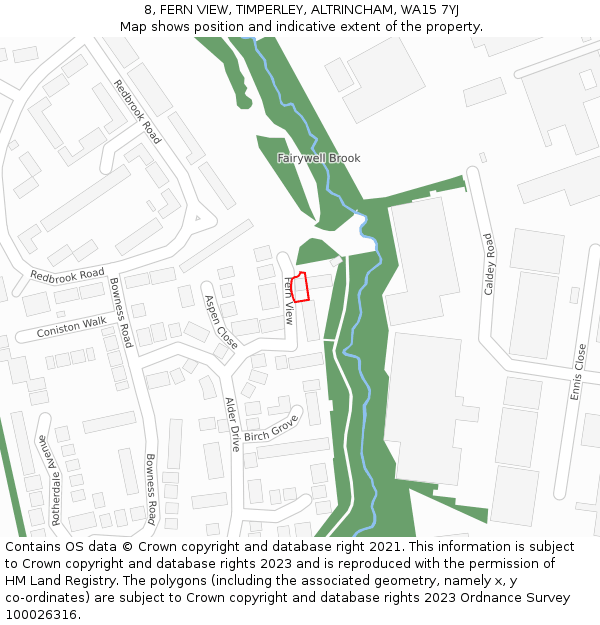 8, FERN VIEW, TIMPERLEY, ALTRINCHAM, WA15 7YJ: Location map and indicative extent of plot
