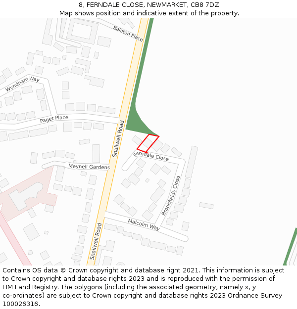 8, FERNDALE CLOSE, NEWMARKET, CB8 7DZ: Location map and indicative extent of plot