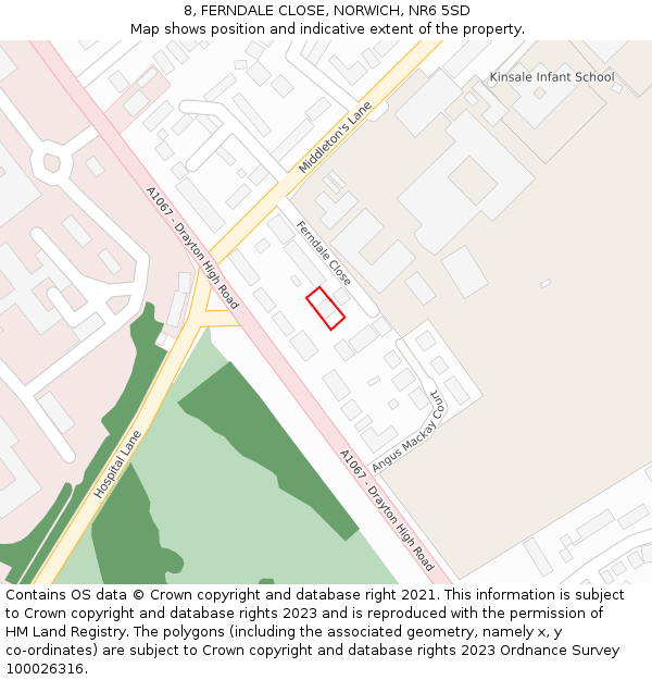 8, FERNDALE CLOSE, NORWICH, NR6 5SD: Location map and indicative extent of plot