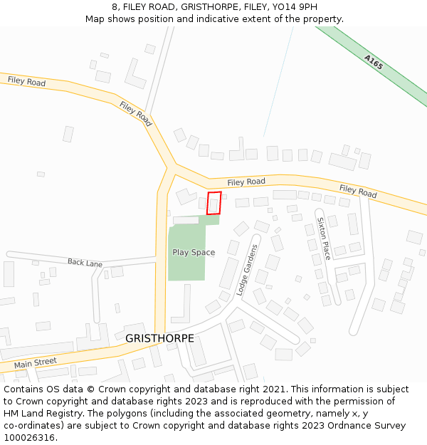 8, FILEY ROAD, GRISTHORPE, FILEY, YO14 9PH: Location map and indicative extent of plot