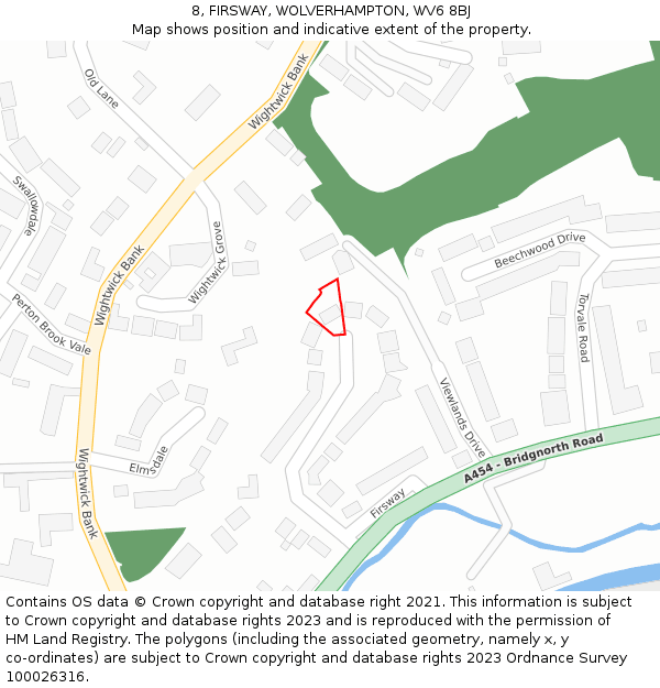 8, FIRSWAY, WOLVERHAMPTON, WV6 8BJ: Location map and indicative extent of plot