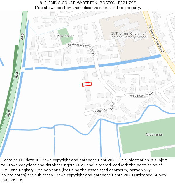 8, FLEMING COURT, WYBERTON, BOSTON, PE21 7SS: Location map and indicative extent of plot