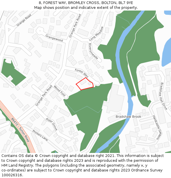 8, FOREST WAY, BROMLEY CROSS, BOLTON, BL7 9YE: Location map and indicative extent of plot