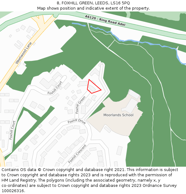 8, FOXHILL GREEN, LEEDS, LS16 5PQ: Location map and indicative extent of plot