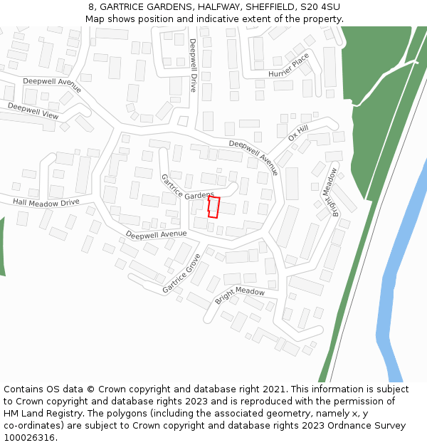 8, GARTRICE GARDENS, HALFWAY, SHEFFIELD, S20 4SU: Location map and indicative extent of plot