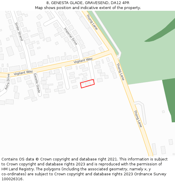 8, GENESTA GLADE, GRAVESEND, DA12 4PR: Location map and indicative extent of plot