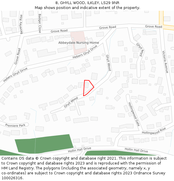 8, GHYLL WOOD, ILKLEY, LS29 9NR: Location map and indicative extent of plot