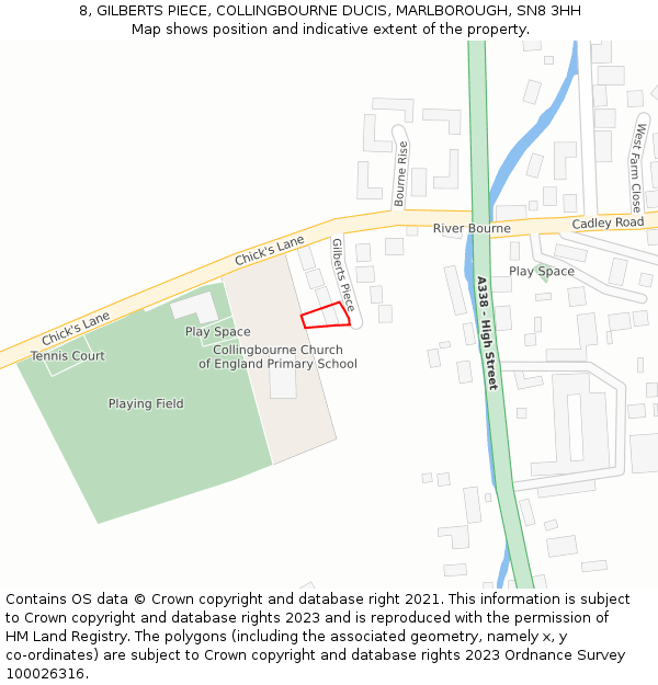 8, GILBERTS PIECE, COLLINGBOURNE DUCIS, MARLBOROUGH, SN8 3HH: Location map and indicative extent of plot