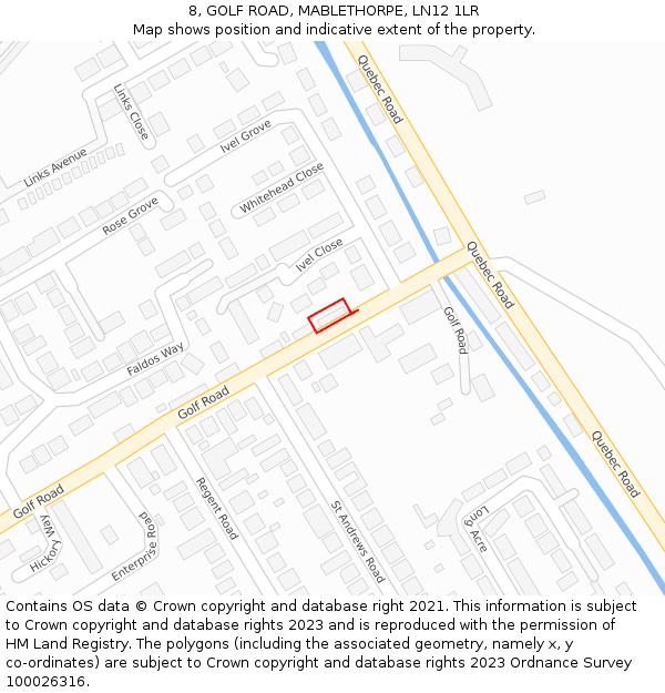 8, GOLF ROAD, MABLETHORPE, LN12 1LR: Location map and indicative extent of plot