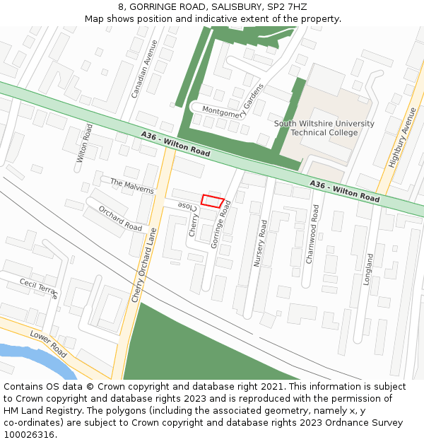 8, GORRINGE ROAD, SALISBURY, SP2 7HZ: Location map and indicative extent of plot