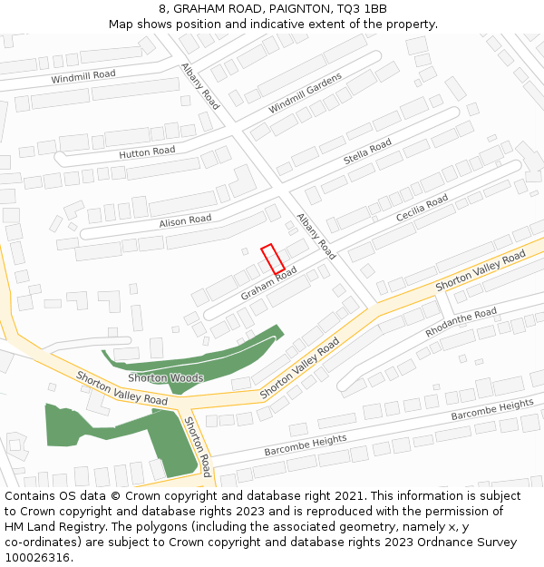 8, GRAHAM ROAD, PAIGNTON, TQ3 1BB: Location map and indicative extent of plot