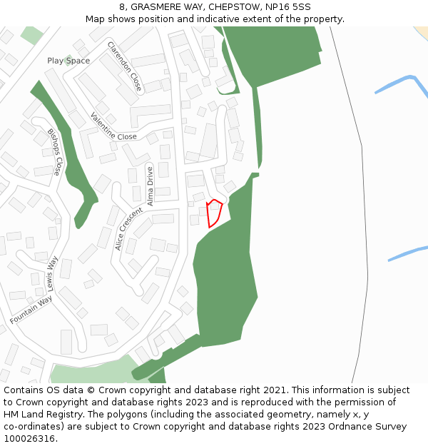 8, GRASMERE WAY, CHEPSTOW, NP16 5SS: Location map and indicative extent of plot