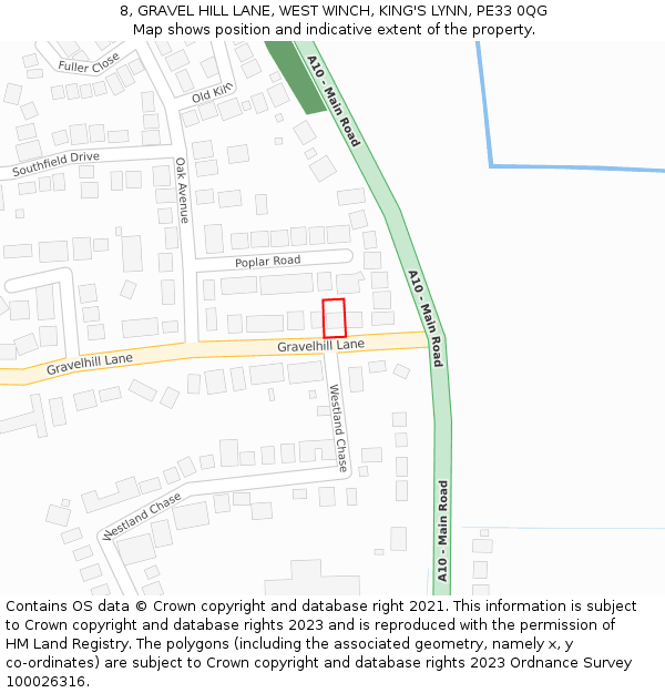 8, GRAVEL HILL LANE, WEST WINCH, KING'S LYNN, PE33 0QG: Location map and indicative extent of plot