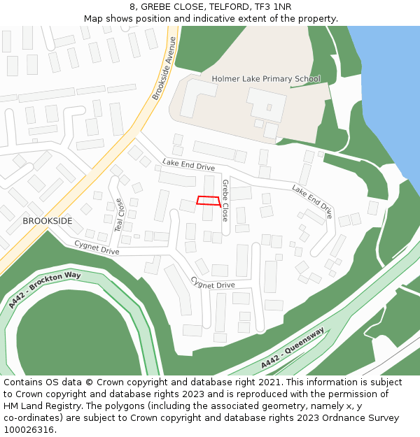 8, GREBE CLOSE, TELFORD, TF3 1NR: Location map and indicative extent of plot