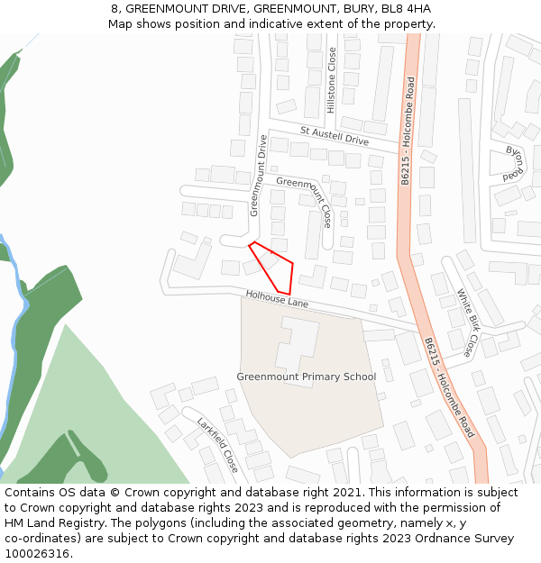8, GREENMOUNT DRIVE, GREENMOUNT, BURY, BL8 4HA: Location map and indicative extent of plot