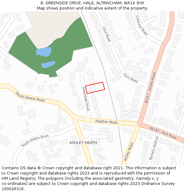 8, GREENSIDE DRIVE, HALE, ALTRINCHAM, WA14 3HX: Location map and indicative extent of plot