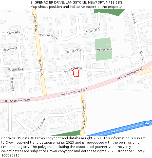 8, GRENADIER DRIVE, LANGSTONE, NEWPORT, NP18 2BG: Location map and indicative extent of plot