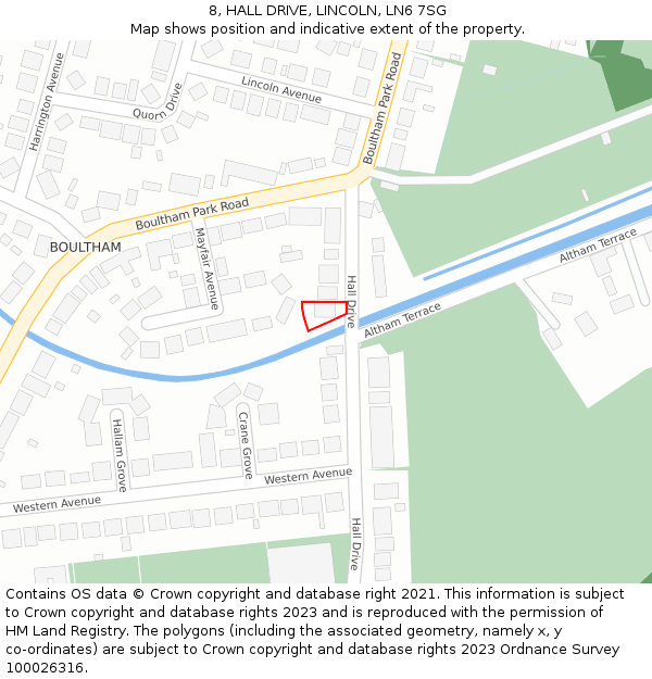 8, HALL DRIVE, LINCOLN, LN6 7SG: Location map and indicative extent of plot