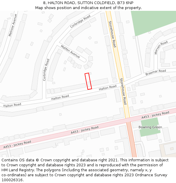 8, HALTON ROAD, SUTTON COLDFIELD, B73 6NP: Location map and indicative extent of plot