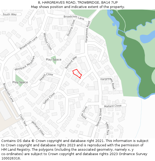 8, HARGREAVES ROAD, TROWBRIDGE, BA14 7UP: Location map and indicative extent of plot
