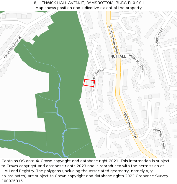 8, HENWICK HALL AVENUE, RAMSBOTTOM, BURY, BL0 9YH: Location map and indicative extent of plot