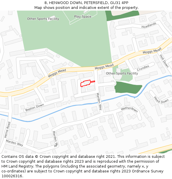 8, HENWOOD DOWN, PETERSFIELD, GU31 4PP: Location map and indicative extent of plot