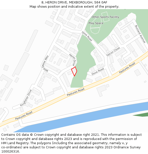 8, HERON DRIVE, MEXBOROUGH, S64 0AF: Location map and indicative extent of plot
