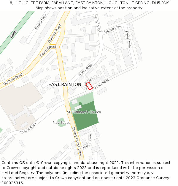 8, HIGH GLEBE FARM, FARM LANE, EAST RAINTON, HOUGHTON LE SPRING, DH5 9NY: Location map and indicative extent of plot