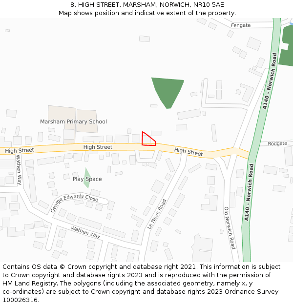8, HIGH STREET, MARSHAM, NORWICH, NR10 5AE: Location map and indicative extent of plot