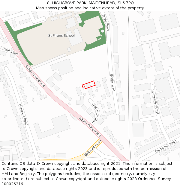8, HIGHGROVE PARK, MAIDENHEAD, SL6 7PQ: Location map and indicative extent of plot