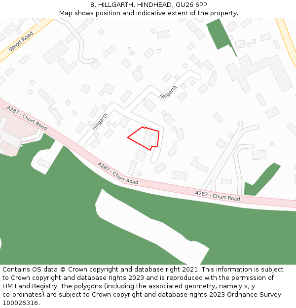 8, HILLGARTH, HINDHEAD, GU26 6PP: Location map and indicative extent of plot
