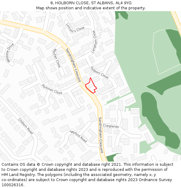 8, HOLBORN CLOSE, ST ALBANS, AL4 9YG: Location map and indicative extent of plot