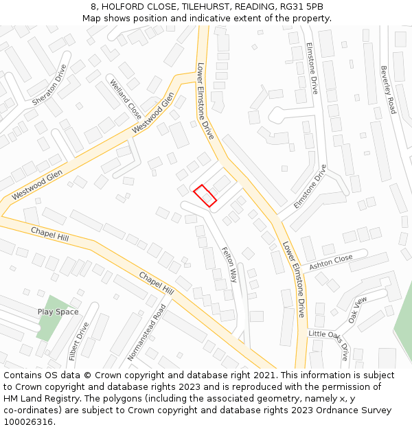 8, HOLFORD CLOSE, TILEHURST, READING, RG31 5PB: Location map and indicative extent of plot