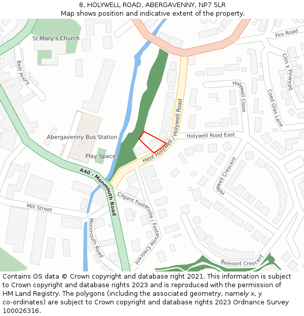 8, HOLYWELL ROAD, ABERGAVENNY, NP7 5LR: Location map and indicative extent of plot