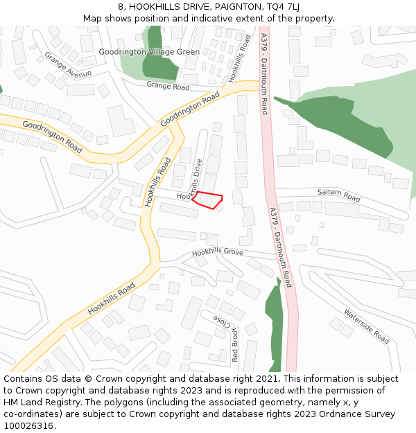 8, HOOKHILLS DRIVE, PAIGNTON, TQ4 7LJ: Location map and indicative extent of plot