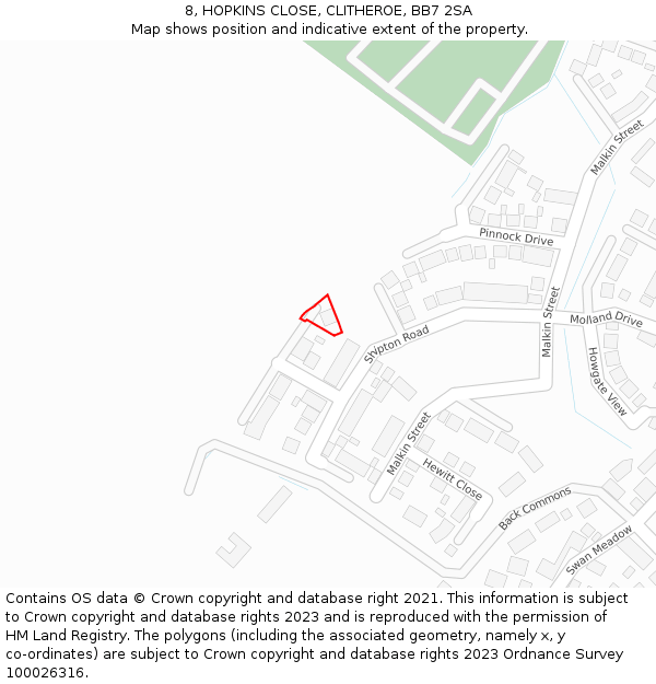 8, HOPKINS CLOSE, CLITHEROE, BB7 2SA: Location map and indicative extent of plot