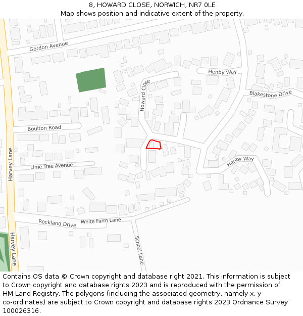 8, HOWARD CLOSE, NORWICH, NR7 0LE: Location map and indicative extent of plot