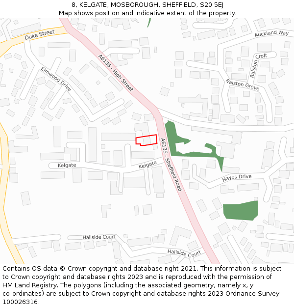 8, KELGATE, MOSBOROUGH, SHEFFIELD, S20 5EJ: Location map and indicative extent of plot